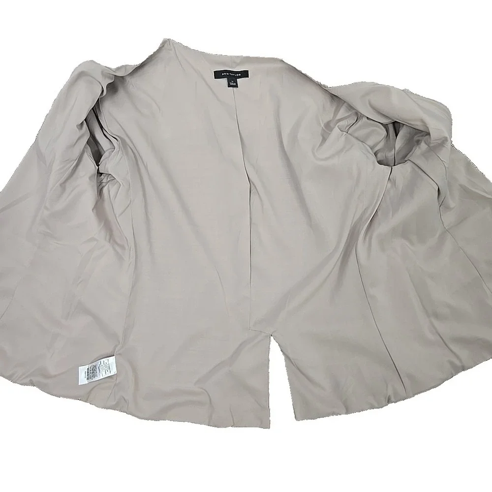 Ann Taylor‎ Beige/ Brown Plaid Blazer Suit Jacket Career Size 14
